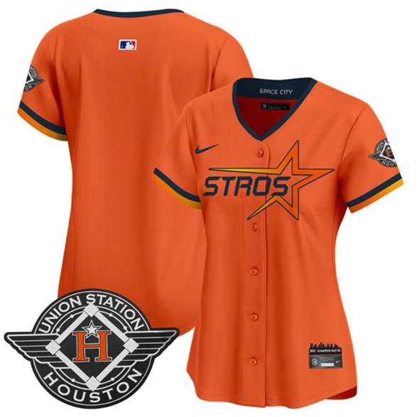 Womens Houston Astros Blank Orange 2025 City Connect Limited Stitched Jersey Dzhi